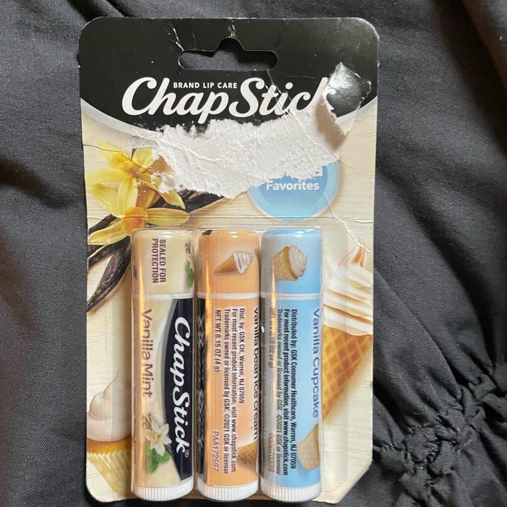 NWT ChapStick Vanilla Favorites Set of 3 ***DAMAGED PACKAGING***